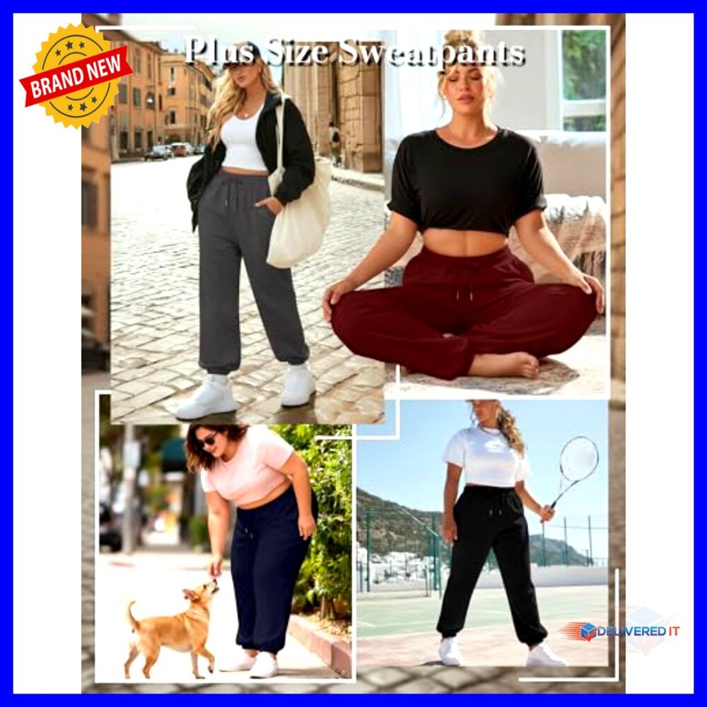 Plus Size Sweatpants 4 Pack Drawstring Joggers At… - image 6